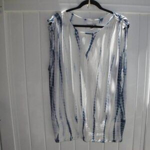 Knox Rose Womens Top Size XXL Tie-Dye Knit Sleeveless Blue White